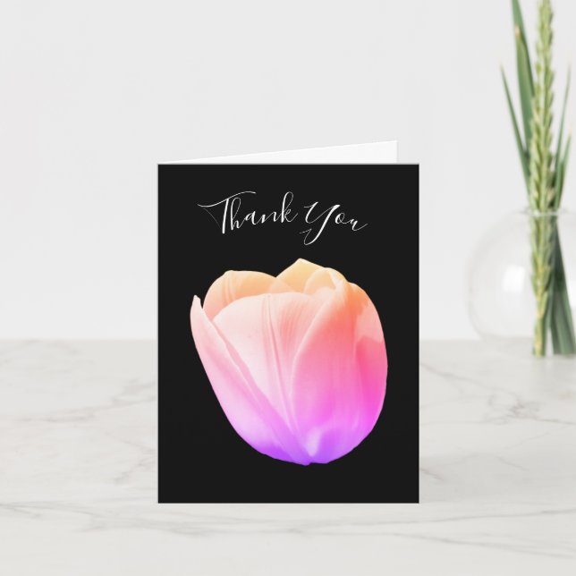 White Tulip Flower Customizable Thank You Card (Front)