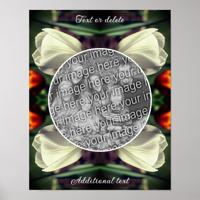 White Tulip Flower Frame Create Your Own Photo Poster (Front)