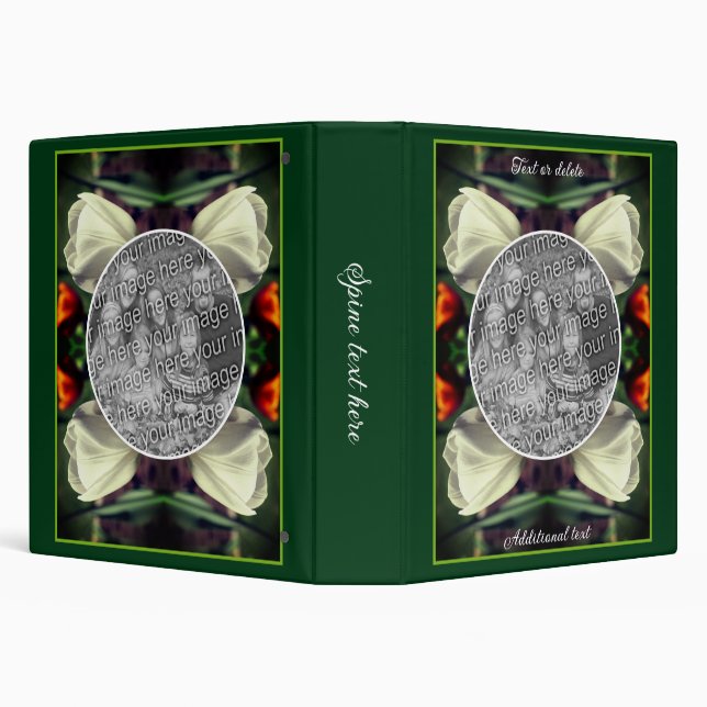 White Tulip Flower Personalized Add Your Own Photo 3 Ring Binder (Background)