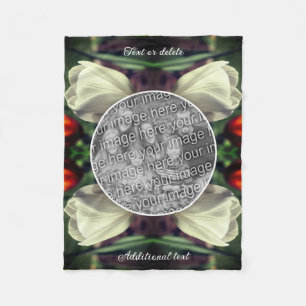 White Tulip Flower Personalized Add Your Own Photo Fleece Blanket