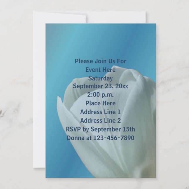 White Tulip Flower Petals Party  Invitation (Front)