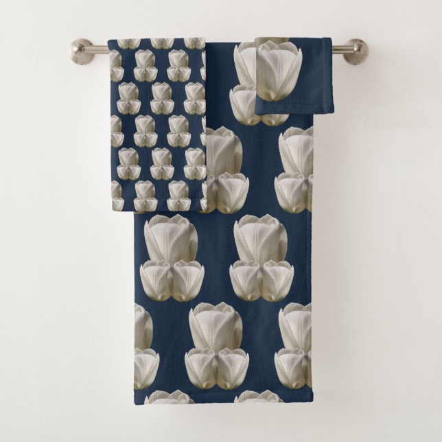 White Tulip Flowers   Bath Towel Set (Insitu)