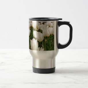 White Tulip Flowers Travel Mug