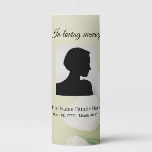 White tulip funeral memorial pillar candle