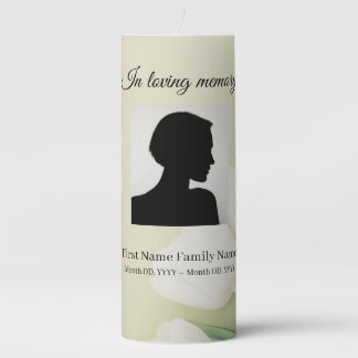 White tulip funeral memorial pillar candle