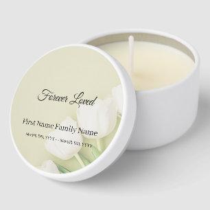 White tulip funeral mini candle favors