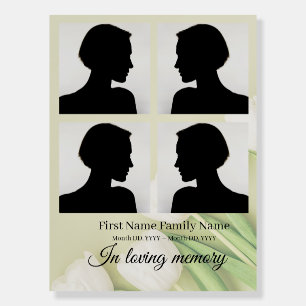 White tulip funeral welcome sign bord collage