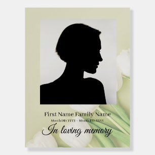White tulip funeral welcome sign foam bord