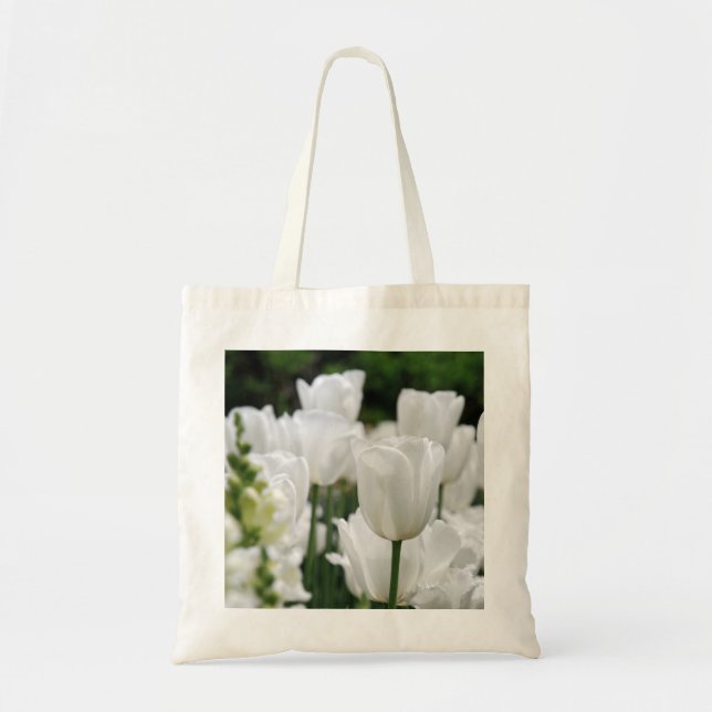 white tulip garden tote bag (Front)