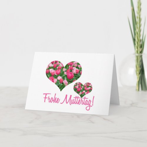 white tulip hearts mothers day card german