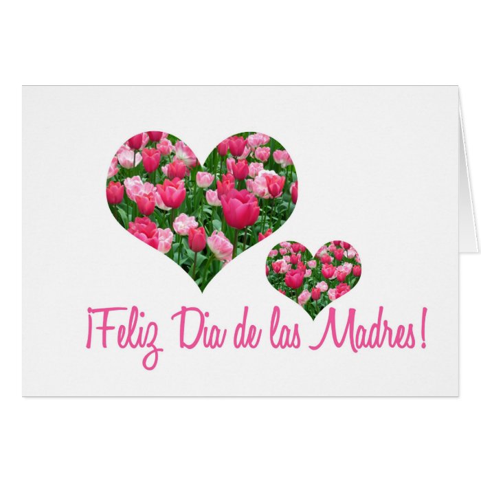 white tulip hearts mother's day card spanish