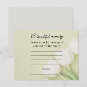 White tulip memorial message card