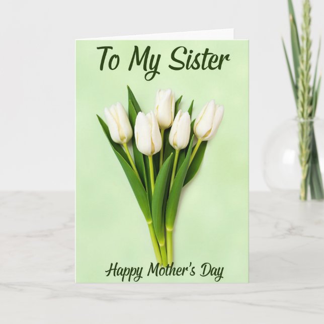 White Tulip Mothers Day Card (Front)