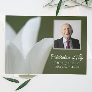 White Tulip on Green Spring Celebration of Life Invitation