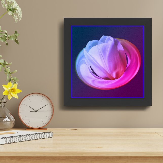 White Tulip Petals Abstract Tinted Framed Art (Table Top)