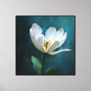 White Tulip Serenity Abstract Floral Art Canvas Print