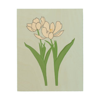 White Tulip Wood Photo Print