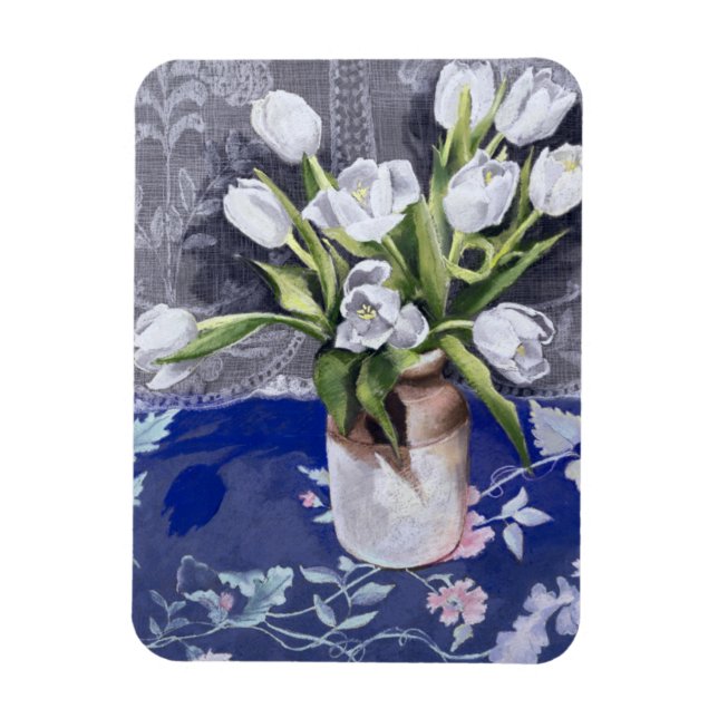 White Tulips 1994 Magnet (Vertical)