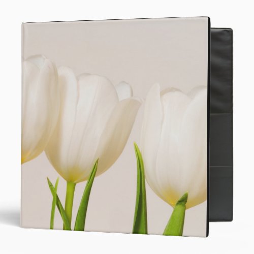 White tulips against a white background 3 ring binder