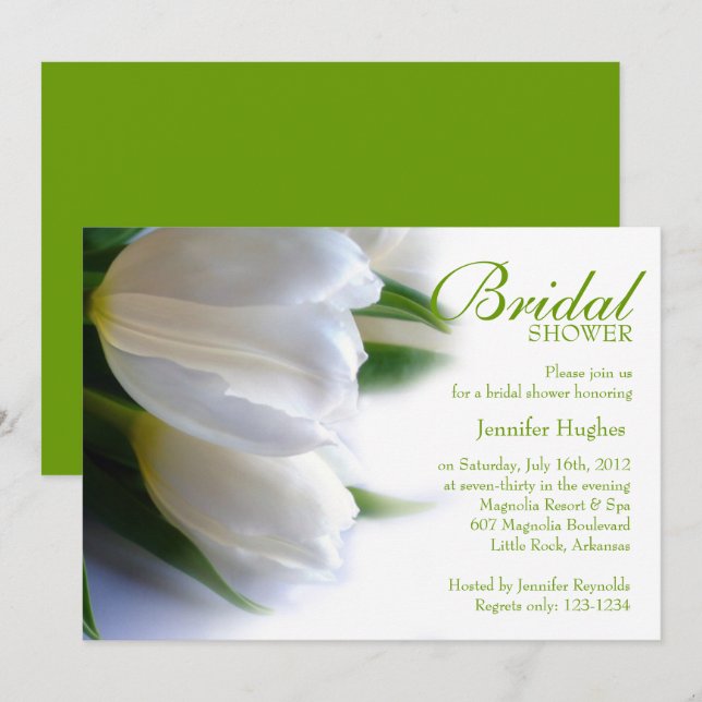 White Tulips Bridal Shower Invitation (Front/Back)