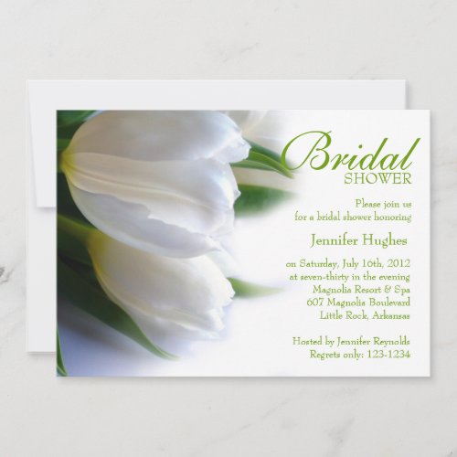 White Tulips Bridal Shower Invitation