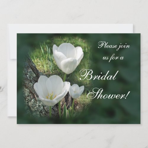 White Tulips Bridal Shower Personalized Announcement