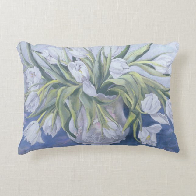 White Tulips Decorative Pillow (Front)