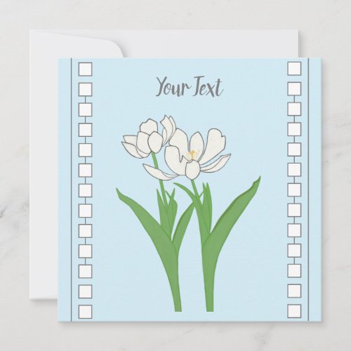 White Tulips Flat Greeting Card