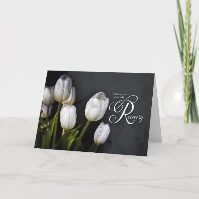 White Tulips Get Well Speedy Recovery Card (Front)