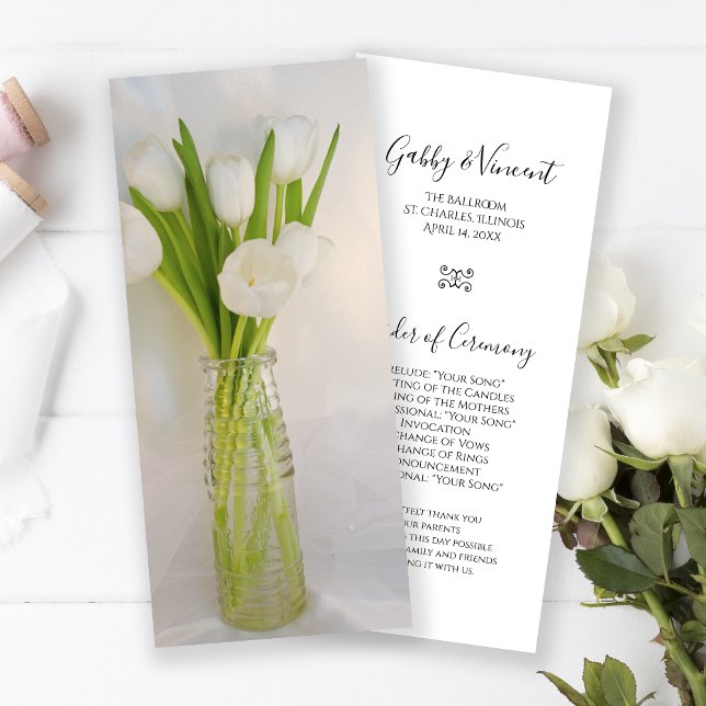 White Tulips in Milk Bottle Wedding Program (Creator Uploaded)