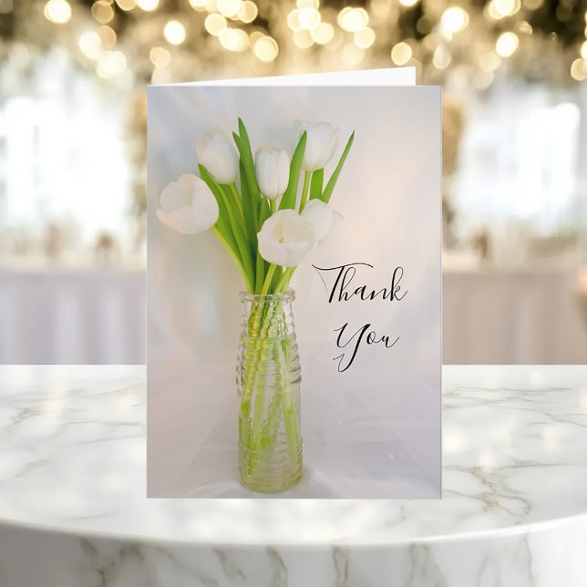 White Tulips in Milk Bottle Wedding Thank You (Creator Uploaded)