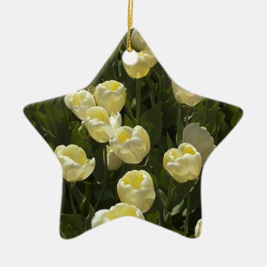 White Tulips in the Boston Gardens Ceramic Ornament