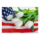 white tulips on American flag (Front Horizontal)
