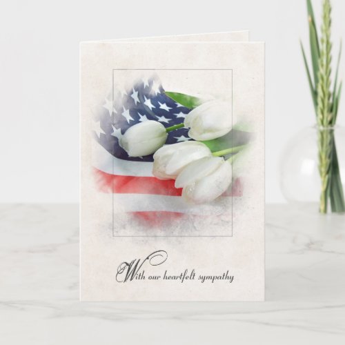 White Tulips on American Flag Card