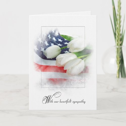 White Tulips on American Flag Card