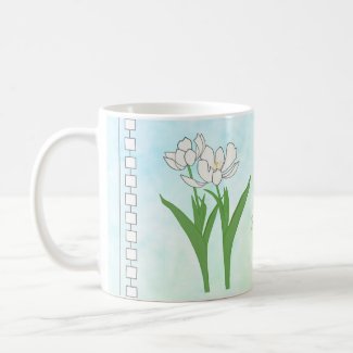 White Tulips On Pale Blue-Green Coffee Mug