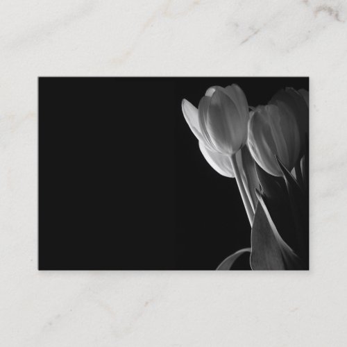 White Tulips Photo On Black Background Business Card
