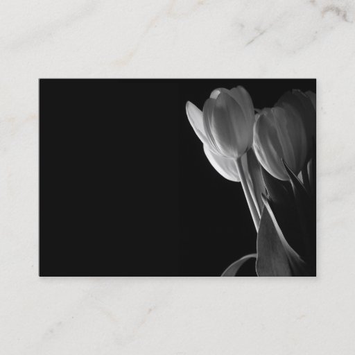 Customizable White Tulips Photo On Black Background Business Cards