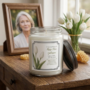 White Tulips Remembrance Candle Sticker