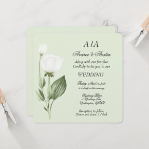 White Tulips Spring Wedding Invitation