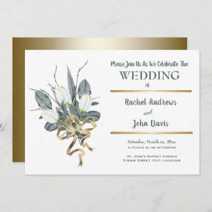 White Tulips With Gold, Wedding Invitation