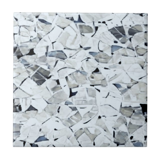 White tumbled gray ceramic tile (Front)