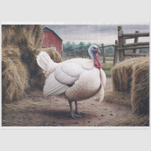 White Turkey Farm Thanksgiving Decoupage Tissue Paper