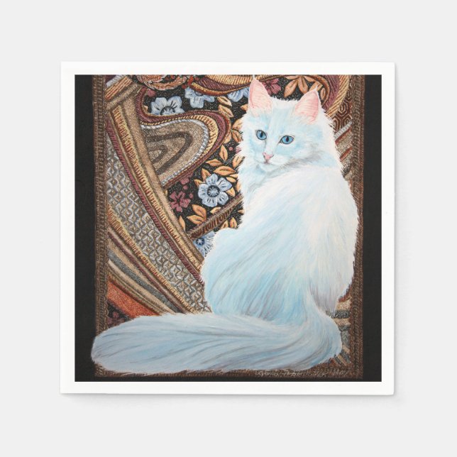 White Turkish Angora Paper Napkins (Front)