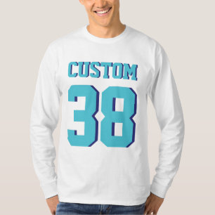White & Turquoise Adults Sports Football Jersey T-Shirt