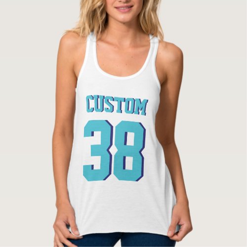 White  Turquoise Adults  Sports Football Jersey Tank Top