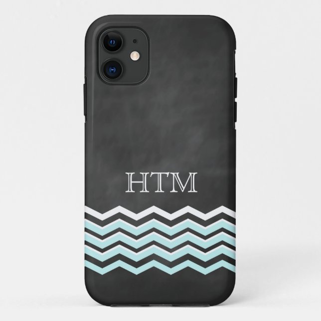 White & Turquoise Chevron iPhone 5 Case (Back)