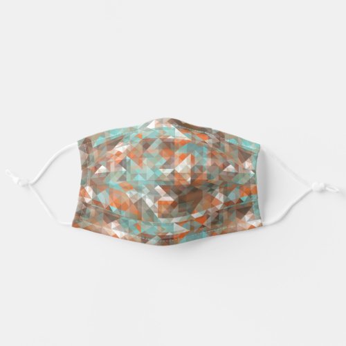 White Turquoise Green Orange Brown Polygon Art Adult Cloth Face Mask