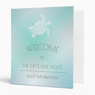 White Turtle Turquoise Coastal Custom 3 Ring Binder