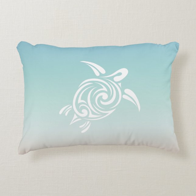 White Turtles Beach Themed Accent Pillow (Front)